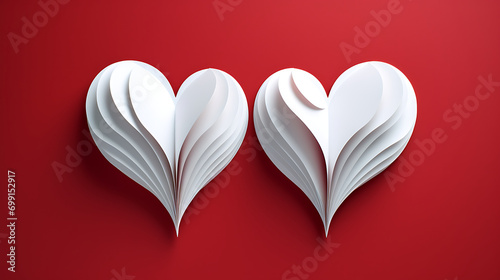 two valentines paper hearts symbol love. Generative Ai