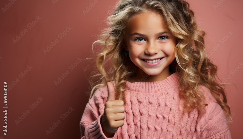 Smiling girl, cute and cheerful, looking at camera with joy generated by AI Smiling girl, cute and cheerful, looking at camera with joy generated by AI