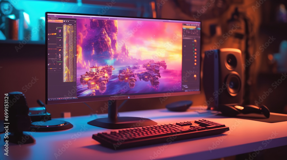 A gaming computer on the desk A gaming computer on the desk
