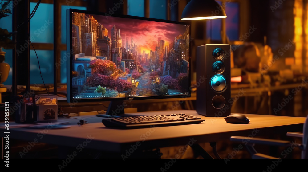 A gaming computer on the desk A gaming computer on the desk