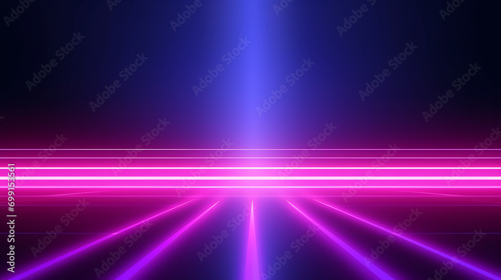 Ultraviolet abstract light. Diode tape, light line. Violet and pink gradient. Modern background, neon light. Empty stage, spotlights, neon. Abstract light. Generative Ai