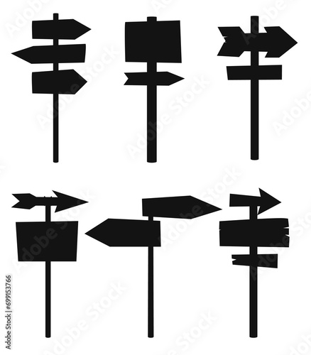 Road sign silhouettes vector