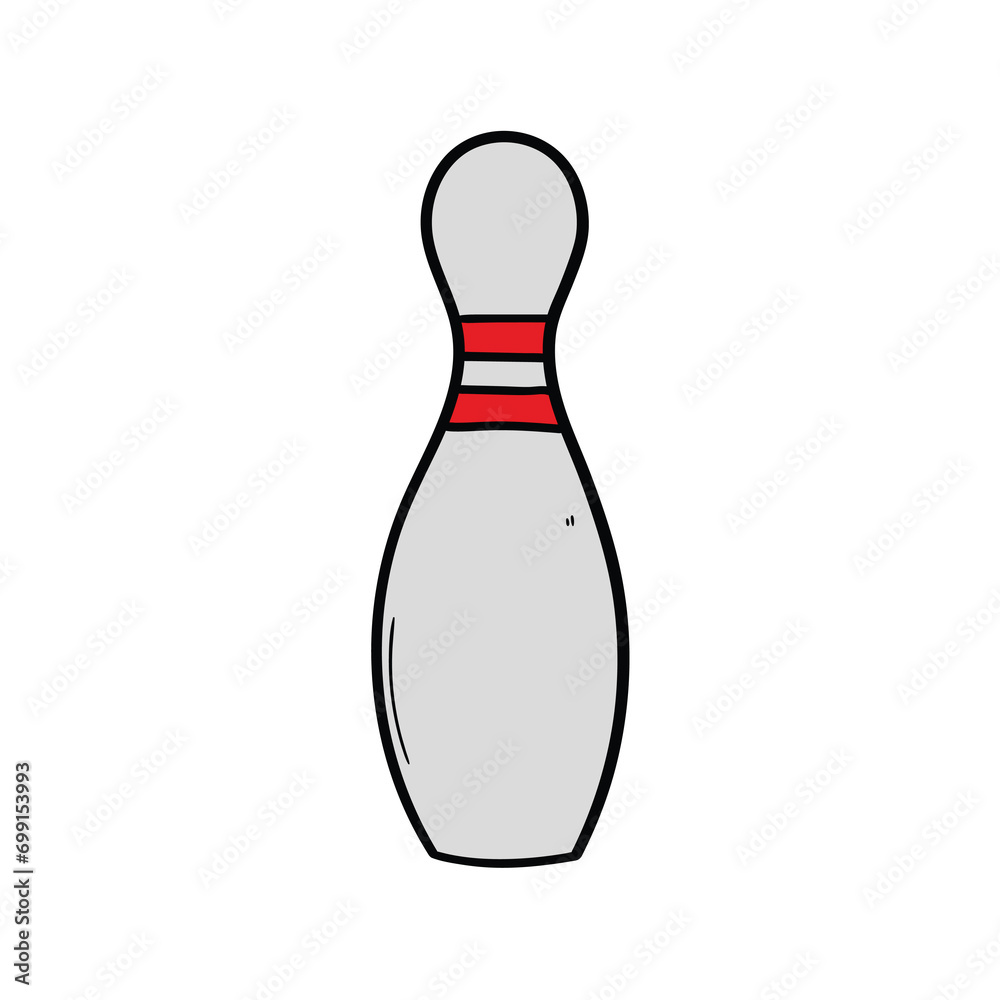 Hand drawn doodle of a bowling pin on a white background. Hand drawn doodle of a bowling pin on a white background.