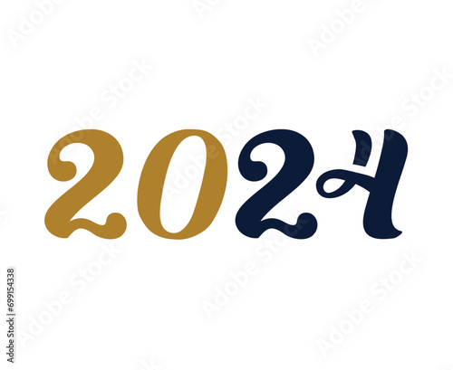 Happy New Year 2024 Abstract Brown And Blue Graphic Design Vector Logo Symbol Illustration