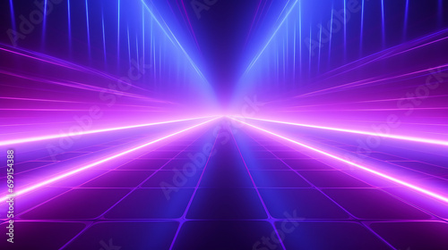 Ultraviolet abstract light. Diode tape  light line. Violet and pink gradient. Modern background  neon light. Empty stage  spotlights  neon. Abstract light. Generative Ai