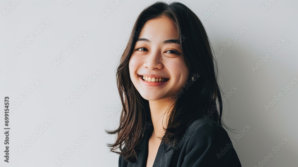 beautiful attractive smile young adult Asian woman in positive pose looking at the camera with happy in studio against white background beautiful attractive smile young adult Asian woman in positive pose looking at the camera with happy in studio against white background