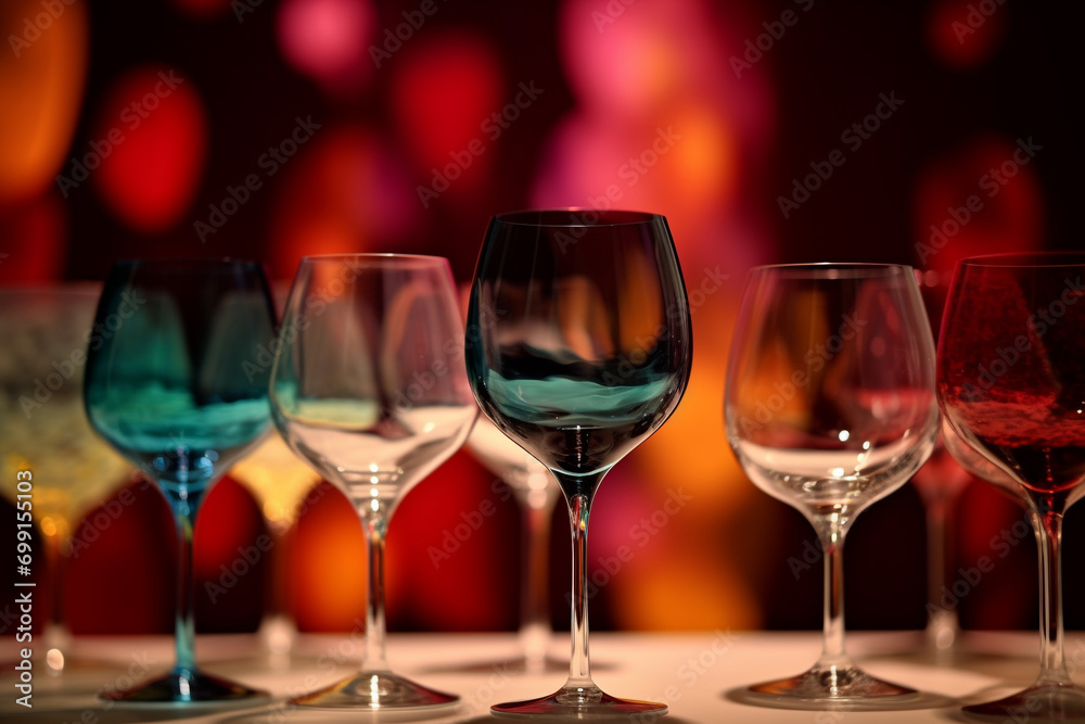 Still life and beverages concept. Various shapes and forms drinking glasses in fancy background with copy space. Minimalist style Still life and beverages concept. Various shapes and forms drinking glasses in fancy background with copy space. Minimalist style