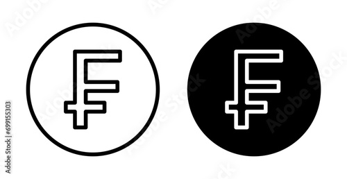 Swiss franc currency simple icon line symbol. Switzerland or Liechtenstein currency coin called chf , fr or sfr outline vector sign mark.