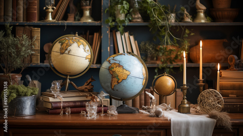 Vintage Globes and Maps as Boho Decor Accents