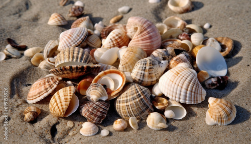 Nature close up backgrounds of summer showcase animal shell collection generated by AI