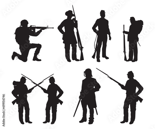 Leinwand Poster Civil War Silhouettes, war svg, Cannon Vector, Civil Revolution, Soldiers, Soldi