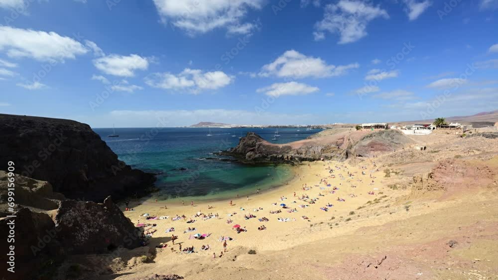 Beautiful day over Playa the Papagayo beach on Lanzarote island - Canaries - Spain Beautiful day over Playa the Papagayo beach on Lanzarote island - Canaries - Spain