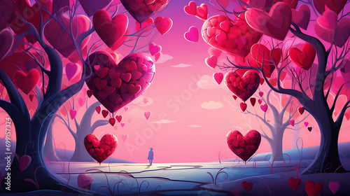 Valentine's Day Illustration Background. Generative Ai