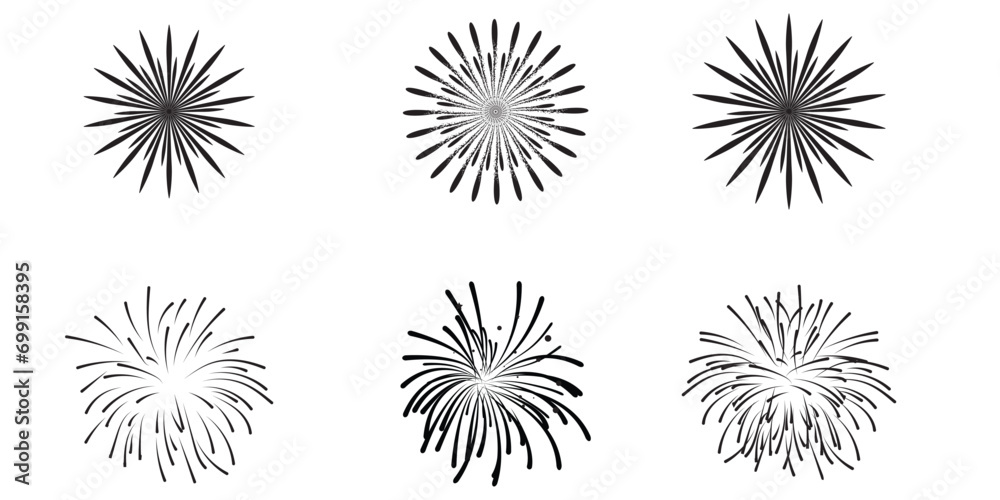 Fireworks vector. Hand Drawn Doodle Fireworks. Festival fireworks on ...