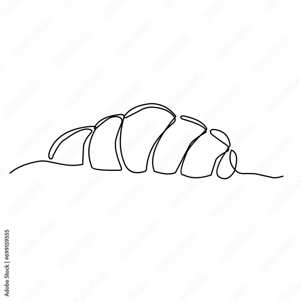 croissant continuous line art croissant continuous line art