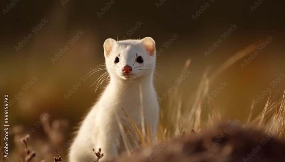 Cute small mammal sitting in grass, looking at camera outdoors generated by AI Cute small mammal sitting in grass, looking at camera outdoors generated by AI