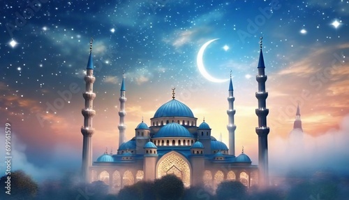 Ramadan Kareem background, mosque in Istanbul, Turkey