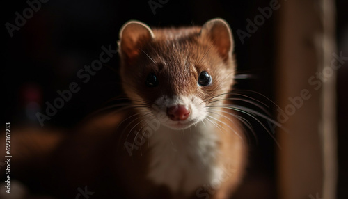 Cute small mammal, furry and fluffy, looking at camera curiously generated by AI
