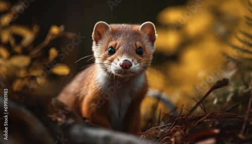 Cute mammal, small rodent, fluffy fur, domestic animal, playful kitten generated by AI