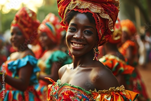 Carnival Queen in Exquisite Floral Headdress