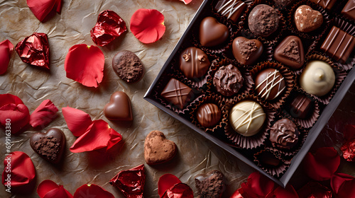 Sweet Romance: Box of Chocolates and Petals - Generative AI