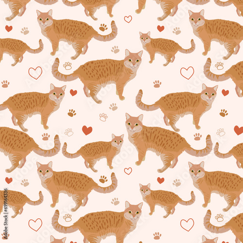 Pattern with cats. Vector illustration. © Ольга Мороз