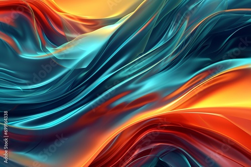 Futuristic Neon Wallpaper: Vibrant Orange and Blue Waves
