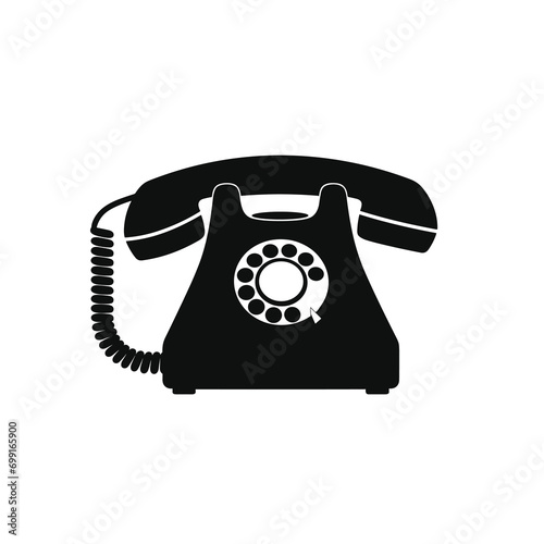 Old retro rotary dial telephone icon. Vintage phone isolated. Vector illustration