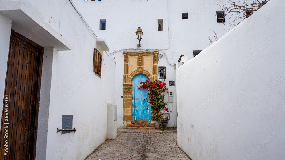 02_Beautiful street in the Kasbah Oudaya, Rabat, Morocco.