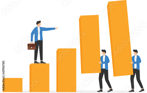 Leader projecting future profits. Concept business graph and profit vector illustration, Profit Projections

