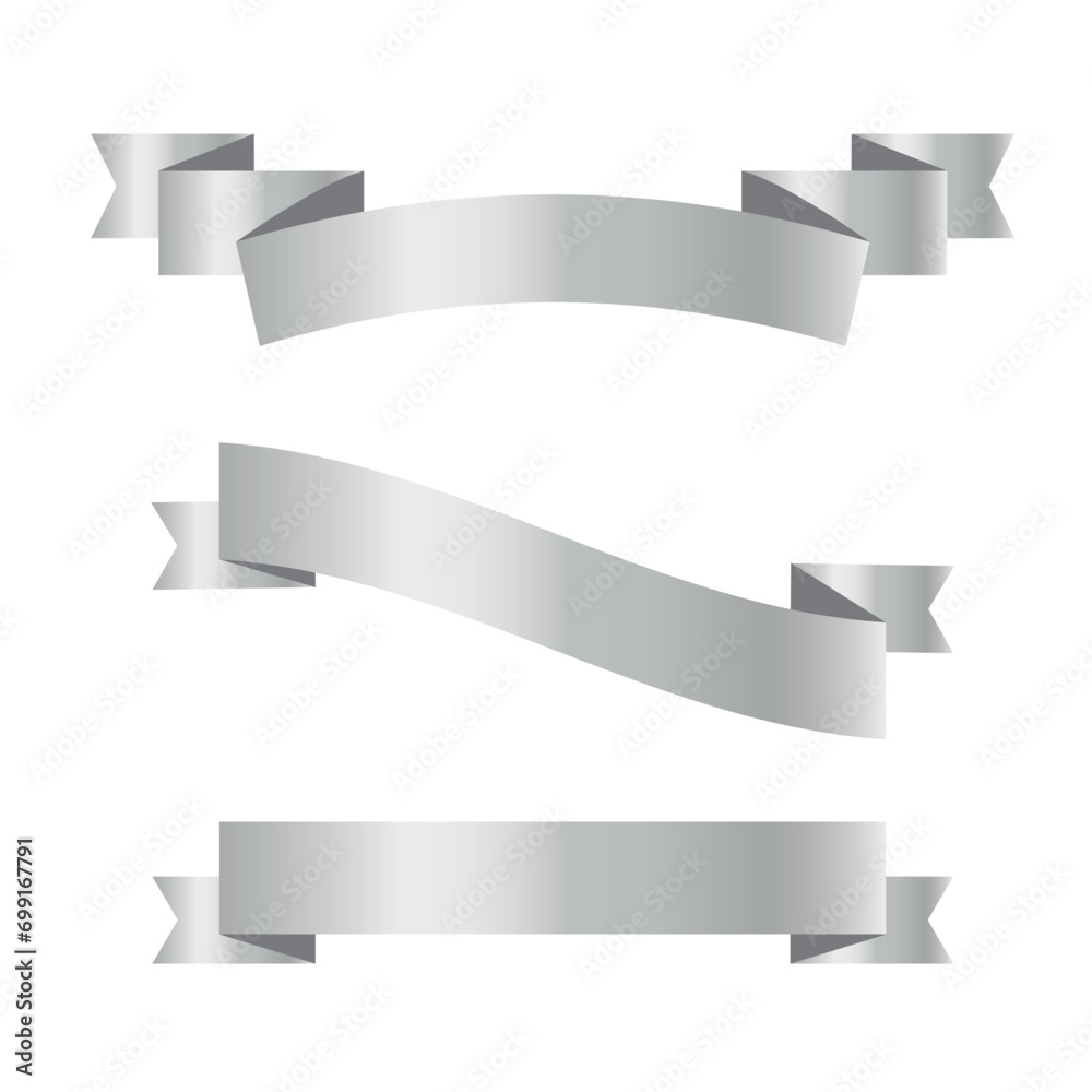 Silver ribbon set. EPS vector illustration Silver ribbon set. EPS vector illustration