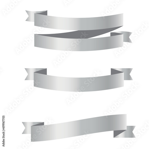 Silver ribbon set. EPS vector illustration