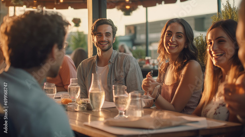 Gather with friends at an outdoor restaurant photo