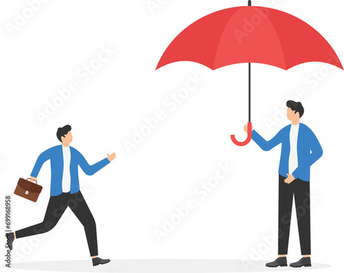 Employee runs into umbrellar seeking protection

