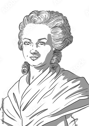 Portrait of Olympe de Gouge 1748-1793, french feminist