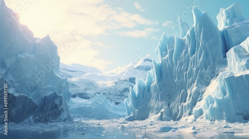melting glacier, symbolizing the consequences of global warming generative ai photo