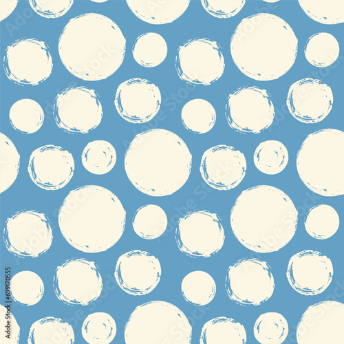 Seamless pattern with grunge circles hand painted with ink