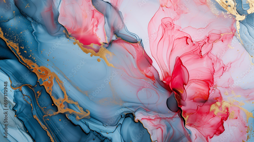 Abstract marble. Marble stone ink liquid fluid painted painting texture, pink petals, blossom flower. Swirls gold painted lines, luxury background banner Abstract marble. Marble stone ink liquid fluid painted painting texture, pink petals, blossom flower. Swirls gold painted lines, luxury background banner