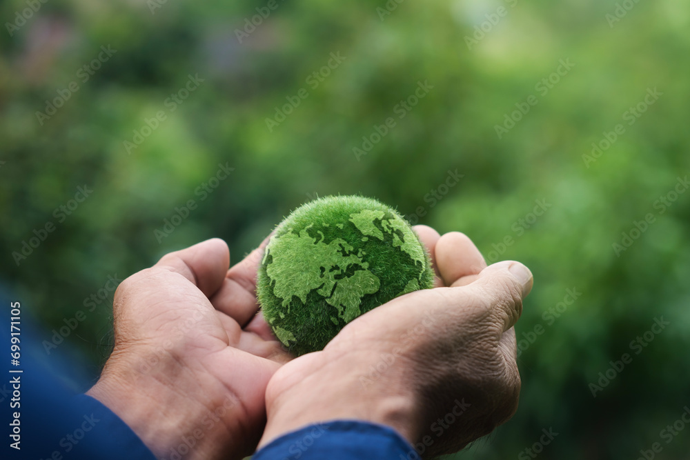 Hands protect the earth. For environmental concept. Business. Green investment. or carbon credits Can be used for advertising or web banners or anything. Leave a space to enter text. Hands protect the earth. For environmental concept. Business. Green investment. or carbon credits Can be used for advertising or web banners or anything. Leave a space to enter text.
