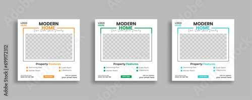 Real estate social media post square web banner template