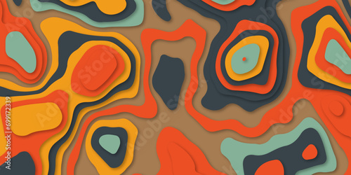 Multi layers soft colorful texture 3D papercut layers in gradient vector banner. Abstract paper cut art background design for website template. Topography map concept or smooth origami paper cut
