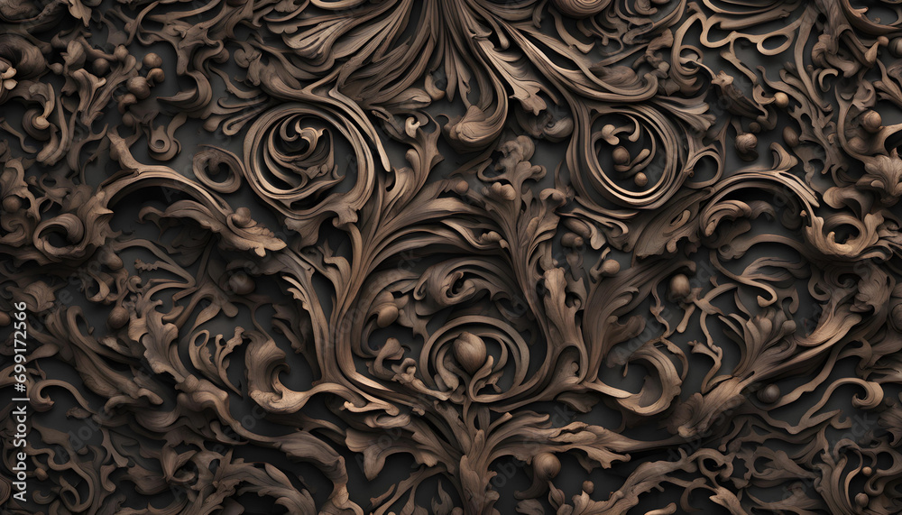 Captivating Patterns and Intricate Carvings in Black Wood Textures