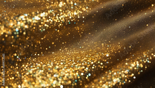 Gold Fabric Textures with Shimmering Threads and Golden Bokeh