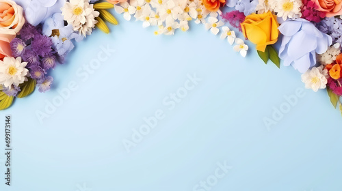Soft pink flower frame with watercolor, decorative flower background pattern, PPT background