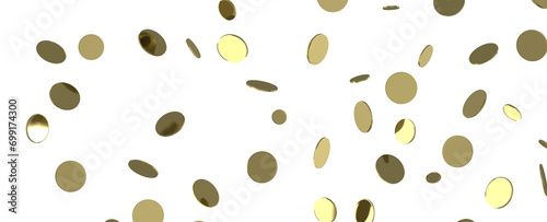 Golden serpentine confetti on transparent background. luxury isolated