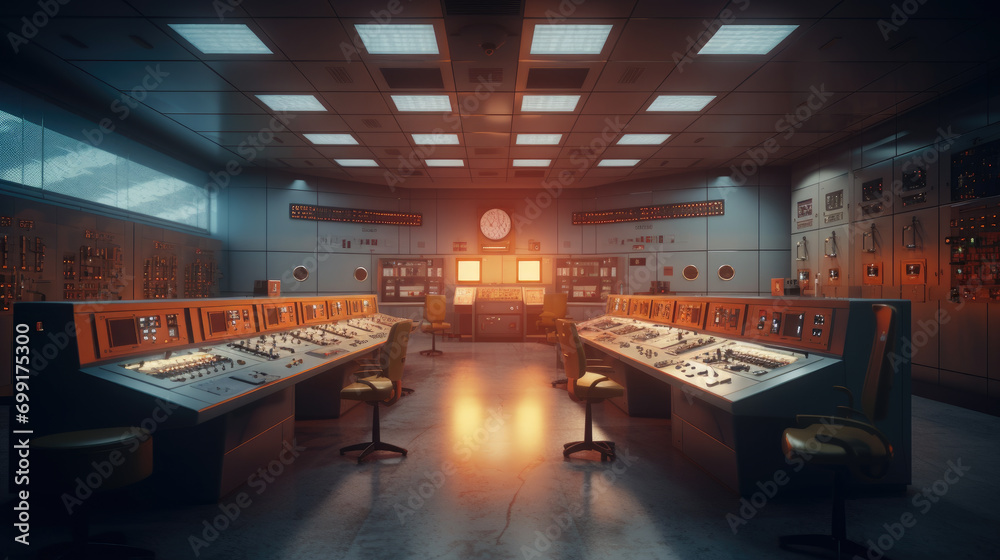 Interior of nuclear plant electrical control room