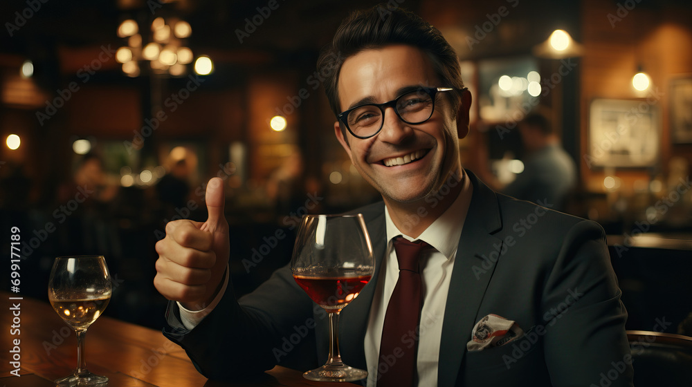 Expert Sommelier: Tasting, Evaluating Wines, Thumbs Up for Exceptional Quality, Taste, Evaluation, Appreciation Expert Sommelier: Tasting, Evaluating Wines, Thumbs Up for Exceptional Quality, Taste, Evaluation, Appreciation