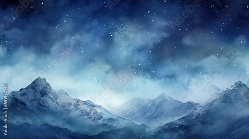 Galaxy landscape nature background stars background blue starry astronomy sky night mountains space © VICHIZH