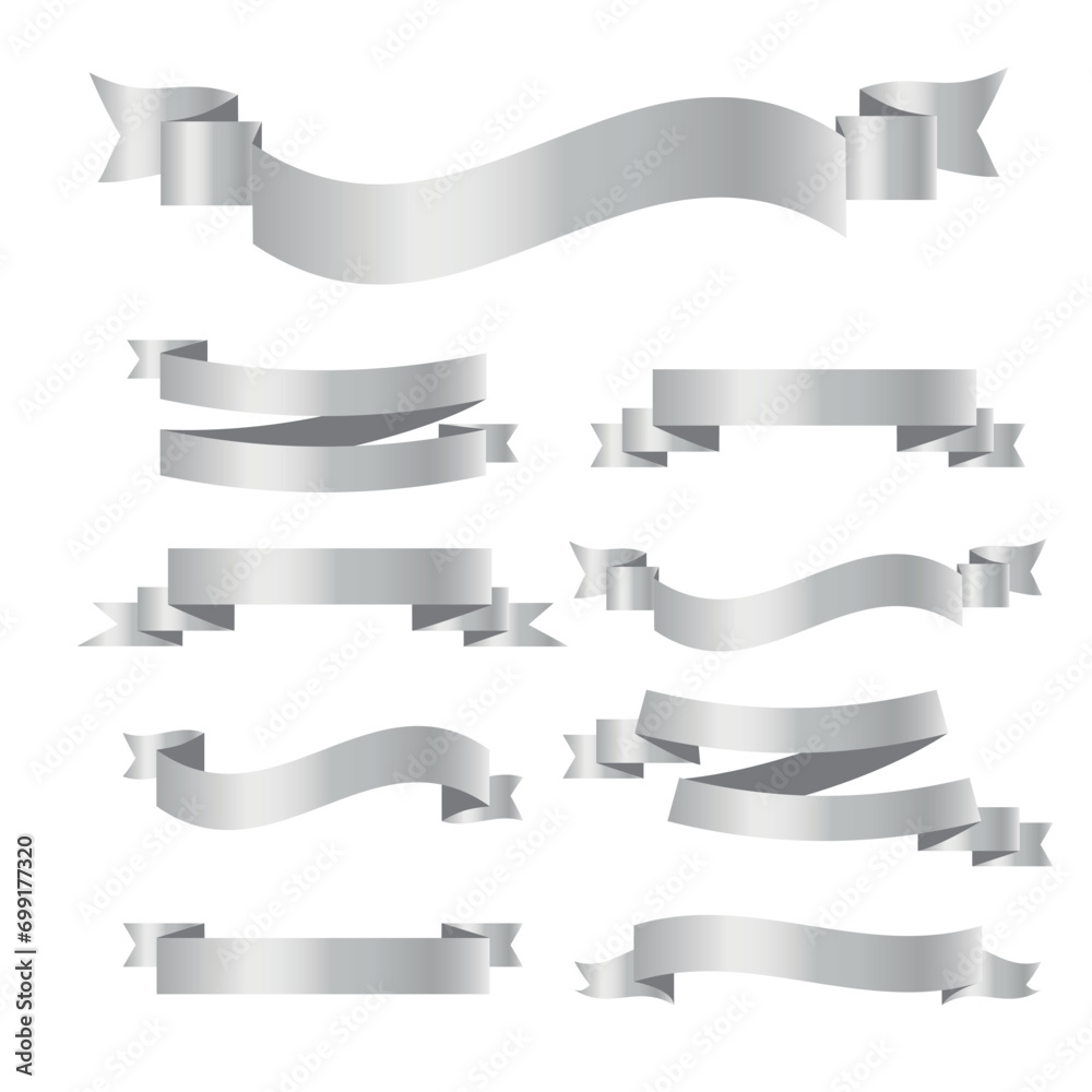 Silver ribbon set. EPS vector illustration Silver ribbon set. EPS vector illustration