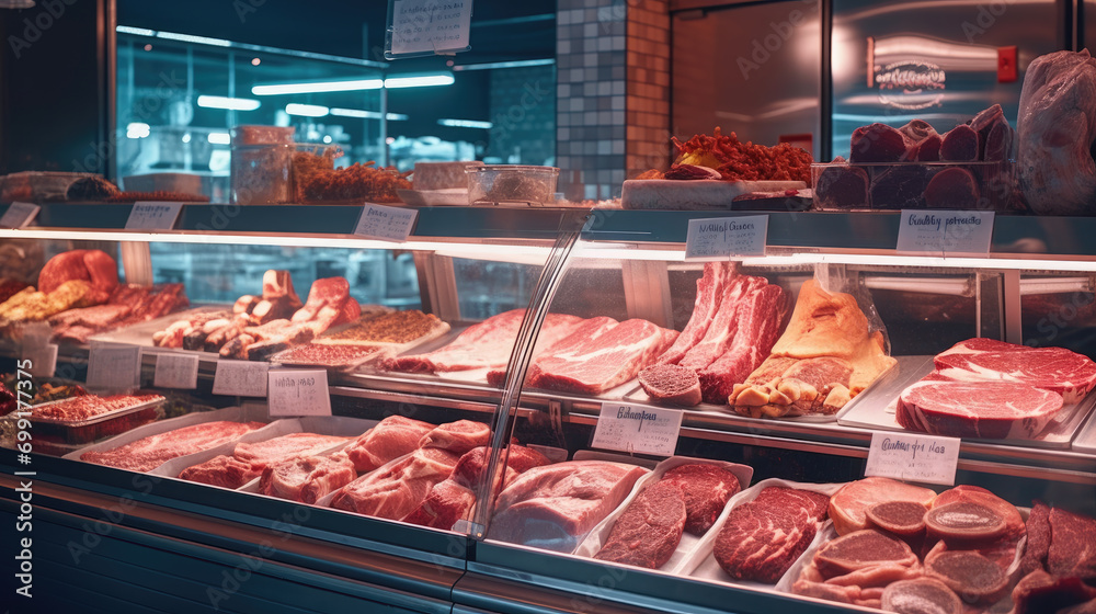 Close-up of the meat counter